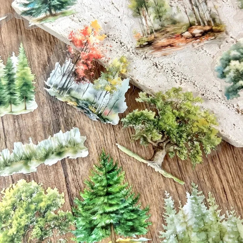 25 pcs Forest animals and stones Stickers aesthetic Decorative Diary Album Stationery Stick Labels Junk Journal Supplies
