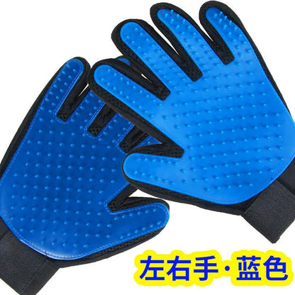 2-in-1 Pet Grooming Gloves Set–Silicone Massage & Hair Removal Gloves for Dogs&Cats,Deshedding Glove Brush for Bathing & Bonding