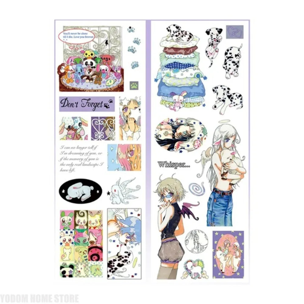 31cm Hand-drawn Girls & Animal Friends Stickers, Aesthetic Pattern for Scrapbooking Craft Supplies & Gift for Girls