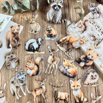 25 pcs Forest animals and stones Stickers aesthetic Decorative Diary Album Stationery Stick Labels Junk Journal Supplies