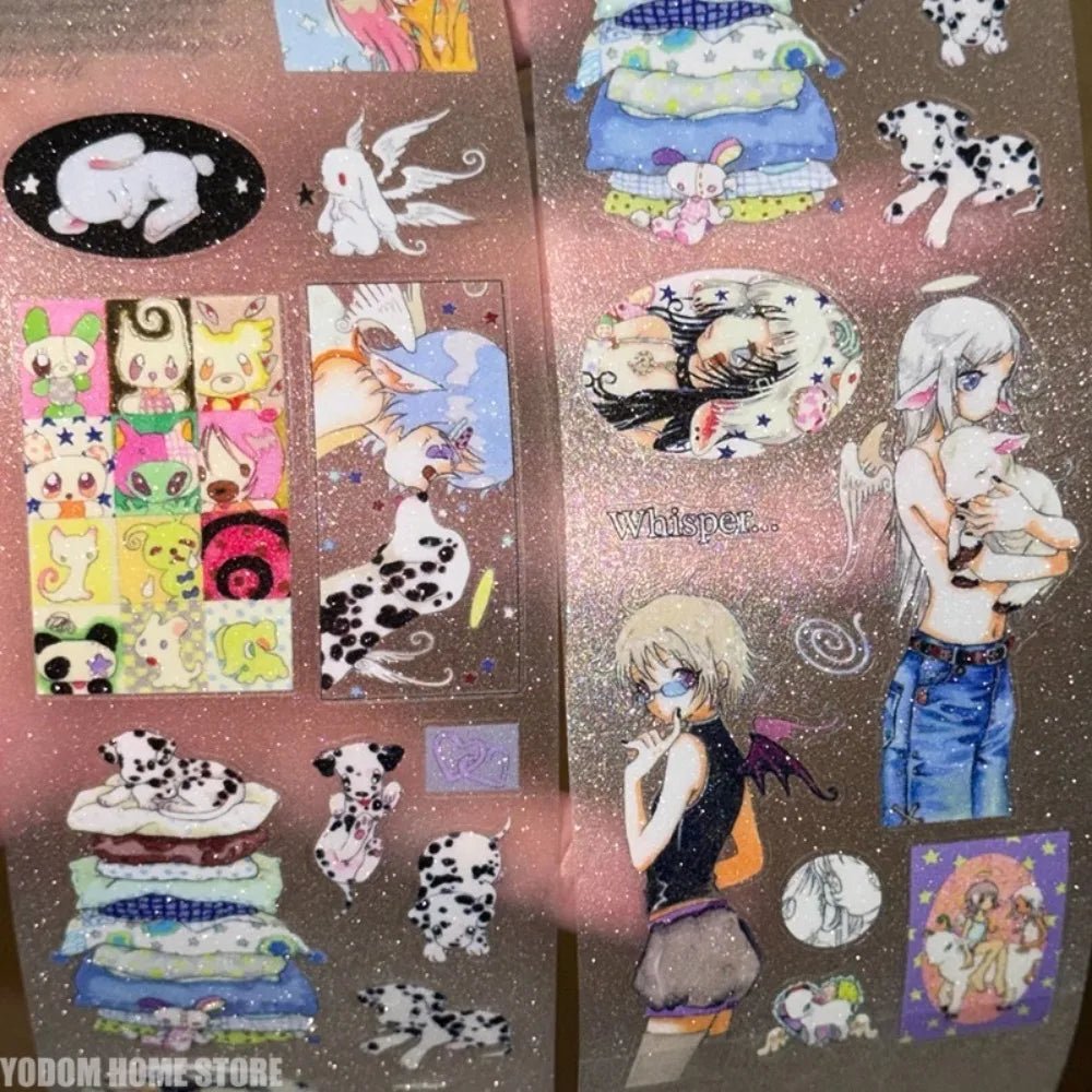 31cm Hand-drawn Girls & Animal Friends Stickers, Aesthetic Pattern for Scrapbooking Craft Supplies & Gift for Girls