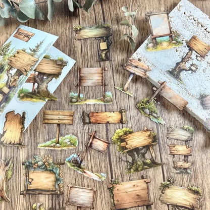 25 pcs Forest animals and stones Stickers aesthetic Decorative Diary Album Stationery Stick Labels Junk Journal Supplies