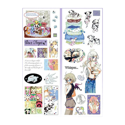 31cm Hand-drawn Girls & Animal Friends Stickers, Aesthetic Pattern for Scrapbooking Craft Supplies & Gift for Girls